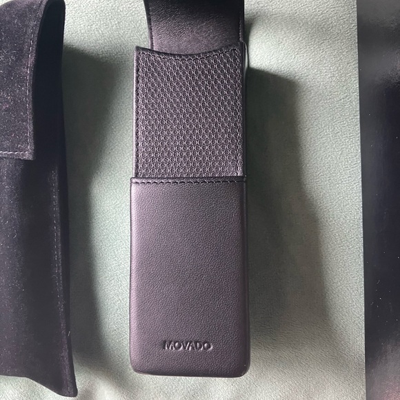 Movado Black Leather Double Pen Case (Never Used) - Picture 2 of 3